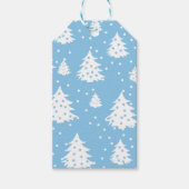 Étiquettes-cadeau Arbres de Noël Motif bleu blanc (Devant)