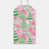 Étiquettes-cadeau Arbres de Noël roses et verts (Dos)