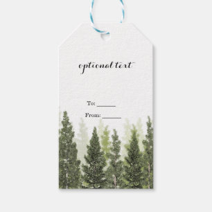 Étiquettes-cadeau Arbres de pin rustiques mariage simple à la campag