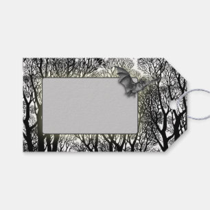 Étiquettes-cadeau Arbres éffrayants et chauves-souris Halloween Tags