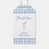 Étiquettes-cadeau Arc bleu plaid simple garçon baby shower (Dos)