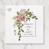Étiquettes Cadeau Arc de fleurs rose rose et mariage monogramme (Devant)