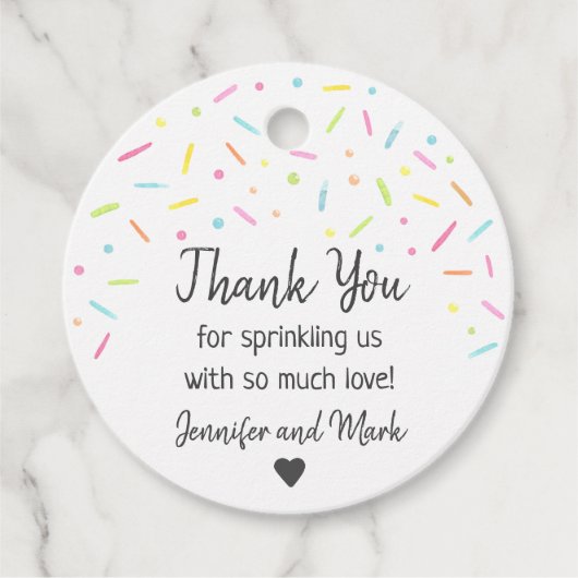 Étiquettes Cadeau Arc-en-ciel Bébé Merci (Devant)