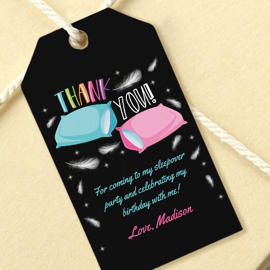 Étiquettes-cadeau Arc-en-ciel Merci Sleepover Party Favoriser