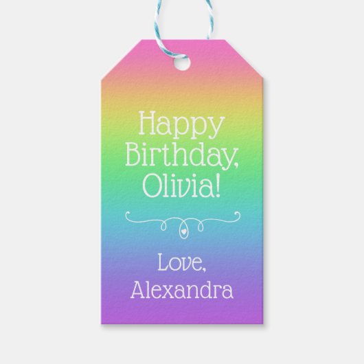 Étiquettes-cadeau Arc-en-ciel personnalisé (Devant)