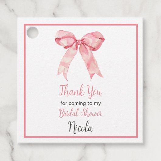 Étiquettes Cadeau Arc en rose Mignonne Ruban Mariage (Devant)
