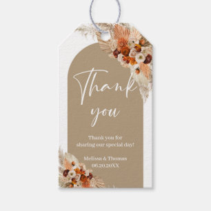 Étiquettes-cadeau Arc en terre cuite boho brûlé mariage en cuivre or