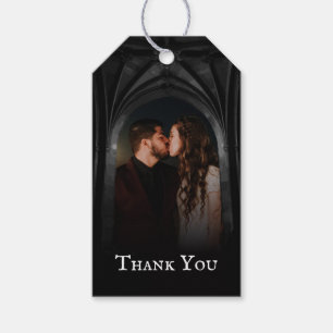 Étiquettes-cadeau Arc gothique Élégant Mariage Noir et Blanc