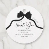 Étiquettes Cadeau Arc noir elle attache la faveur de la douche nupti (Dos)