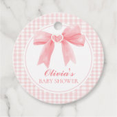 Étiquettes Cadeau Arc rose et en vichy baby shower préppant (Devant)