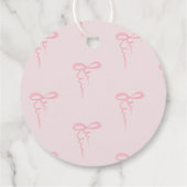 Étiquettes Cadeau Arc rose ondulé cadre élégant fille douche merci (Dos)