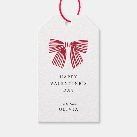 Étiquettes-cadeau Arc rouge simple Saint Valentin (Devant)