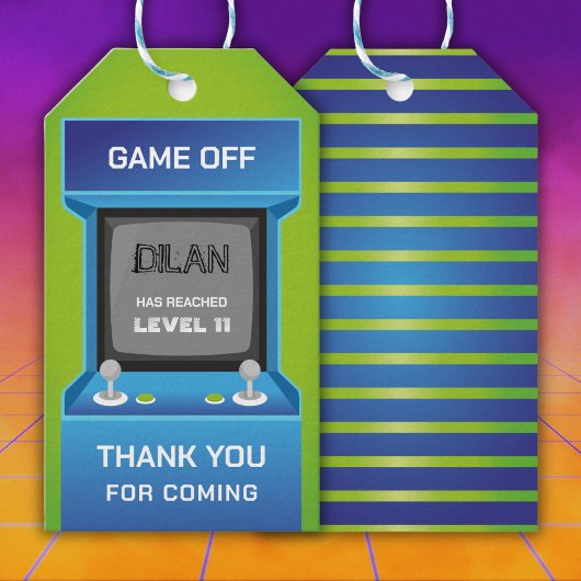 Étiquettes-cadeau Arcade anniversaire, invitation d'anniversaire de 