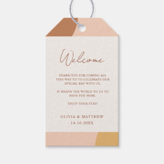Étiquettes-cadeau Arches de mariage bohème colorées minimales
