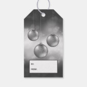 Étiquettes-cadeau Argent Gris Baubles De Noël Sur Red Bokeh (Dos)
