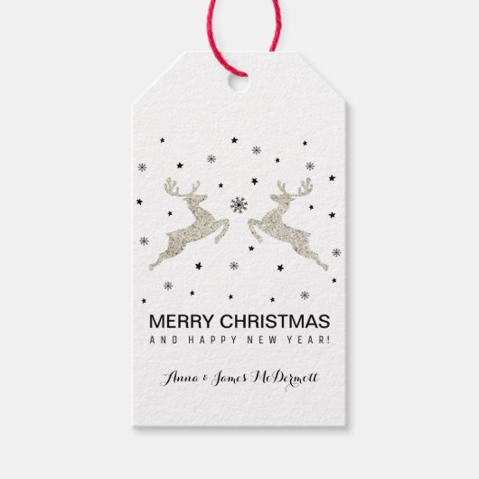 Étiquettes-cadeau Argent Reindees (Devant)