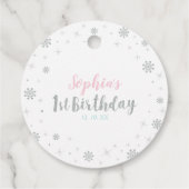 Étiquettes Cadeau Argent, rose et bleu Merci d'hiver (Dos)