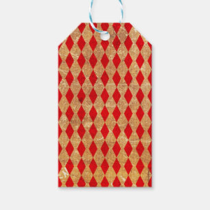 Étiquettes-cadeau Arlequin rouge Vintage