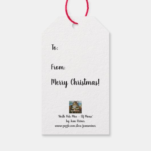 Étiquettes-cadeau Arôme d'aquarelle Whimsical North Pole Elf Mouse (Dos)