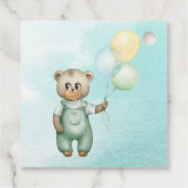 Étiquettes Cadeau arrière - plan vert ours en peluche mignon (Dos)