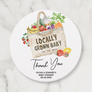 Étiquettes Cadeau Arrondi de Baby shower cultivé localement