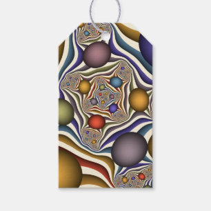 Étiquettes-cadeau Art abstrait fractal moderne et coloré qui s'envol
