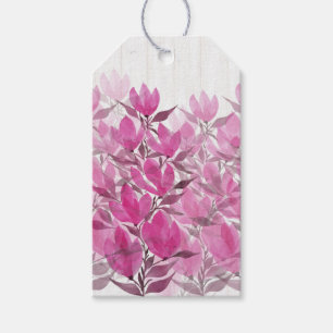 Étiquettes-cadeau Art aquarelle Magnolia Rose Rustique