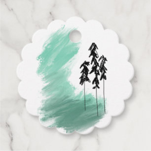 Étiquettes Cadeau art de l'arbre vert scandinave simple moderne ment