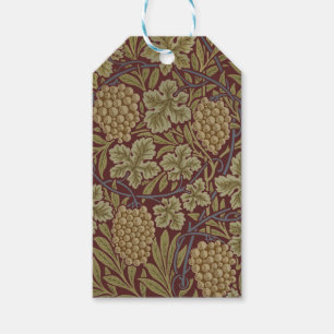 Étiquettes-cadeau Art de vigne rouge vert William Morris