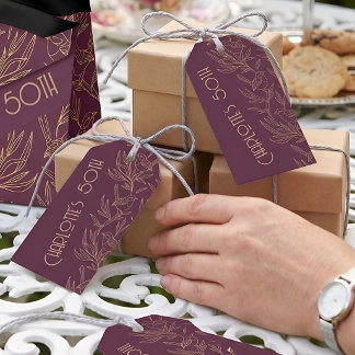 Étiquettes-cadeau Art Déco Filigrane d'Or | Merlot Fauvettes sur mes