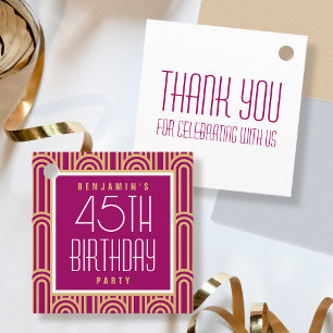 Étiquettes Cadeau Art Déco Remerciements Fête d'Anniversaire Tout Âg