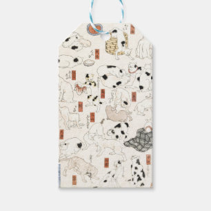Étiquettes-cadeau Art japonais vintage de chat Ukiyoe gravure sur bo