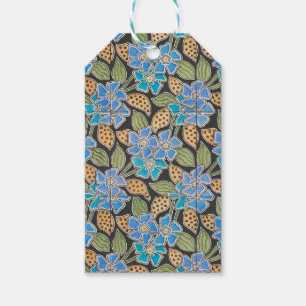 Étiquettes-cadeau Art Nouveau Classique Fleur de Pervenche Bleue Orn