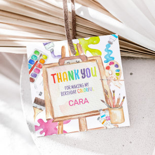 Étiquettes Cadeau Art Peinture Anniversaire Carré Fête Favoriser Tag