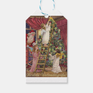 Étiquettes-cadeau Art victorien de Noël allemand vintage d'anges
