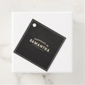 Étiquettes Cadeau Artiste en cuir Noir (En situation)