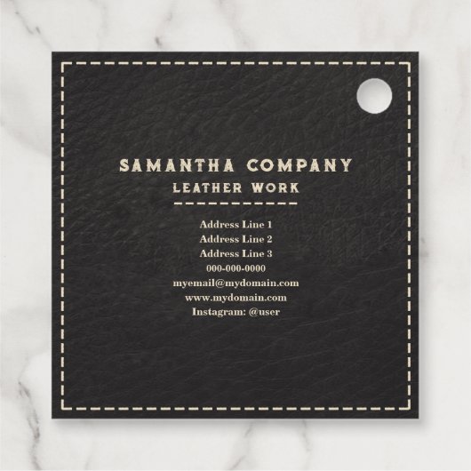Étiquettes Cadeau Artiste en cuir Noir (Dos)