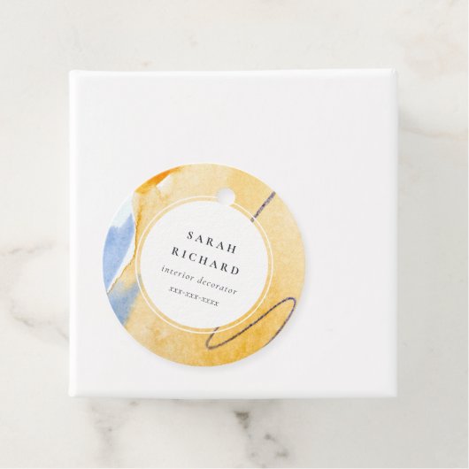 Étiquettes Cadeau Artistic Abstrait bleu aquarelle (En situation)