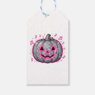 Étiquettes-cadeau Assiette de fête Halloween Citrouille Disco Rose
