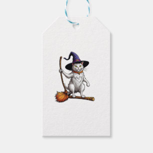 Étiquettes-cadeau Assistant Chat Sorcière Halloween Amoureux de les