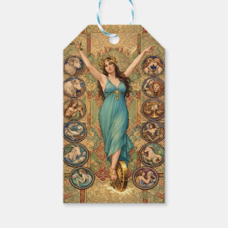 Étiquettes-cadeau Astrology Goddess Art Nouveau Zodiac 