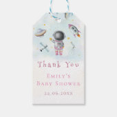 Étiquettes-cadeau Astronaut fille spatiale roquette rose galaxie vai (Devant)