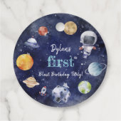 Étiquettes Cadeau Astronaut Outer Space Boy 1st Birthday Favoriser T (Dos)