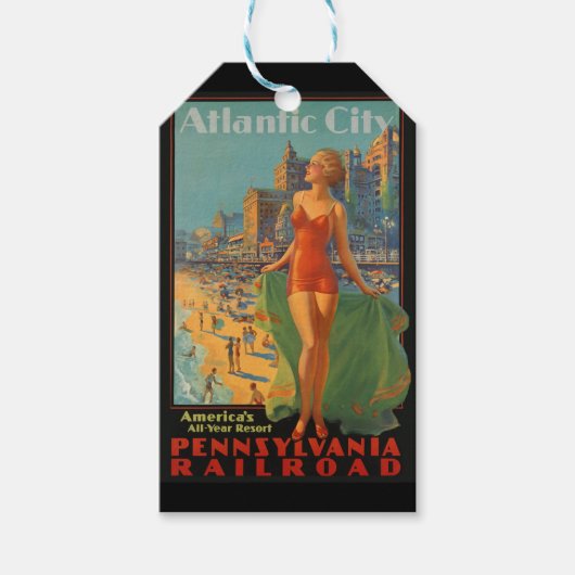 Étiquettes-cadeau Atlantic City Beach Beauté Vintage Art (Devant)