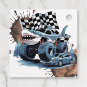 Étiquettes Cadeau Attaque de requin Camion Monster Anniversaire Bash (Dos)