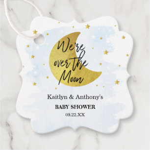 Étiquettes Cadeau Au-Dessus De La Lune Baby shower Garçons