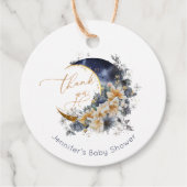 Étiquettes Cadeau Au-dessus de la lune feuille d'or marine merci (Devant)