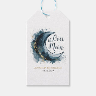 Étiquettes-cadeau Au-dessus du Baby shower bleu Moon Gold Stars