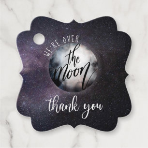 Étiquettes Cadeau Au-dessus du Merci d'aquarelle de la lune