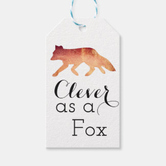 Étiquettes-cadeau Aussi rusé qu'un renard typographie aquarelle